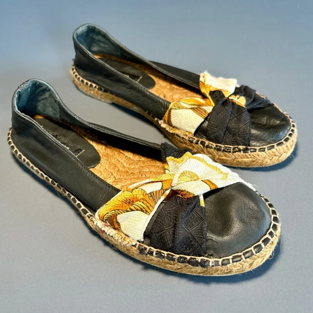 New Collection‎ Privee Espadrille Shoes | Size 38 / 7.5 US | Leather Floral Boho